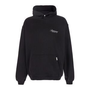 Represent Men Black Hoodie With Front And Back Logo Print In Cotton Man